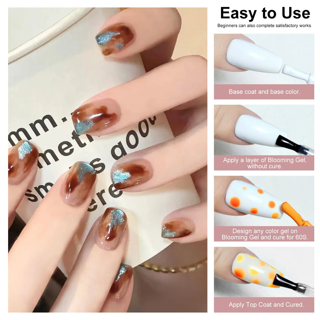 Blooming Gel Nail Polish – Marble Effect UV Gel for Creative Nail Art Designs