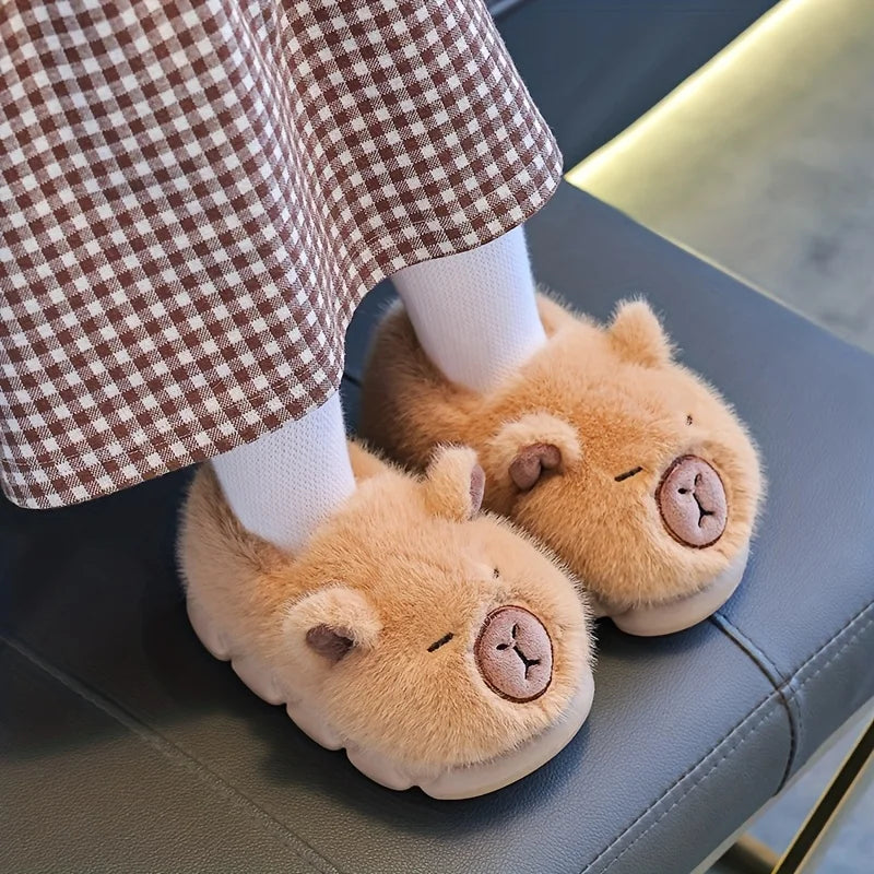 Kids Capybara Cotton Slippers Warm Non Slip Slip On Shoes for Boys & Girls