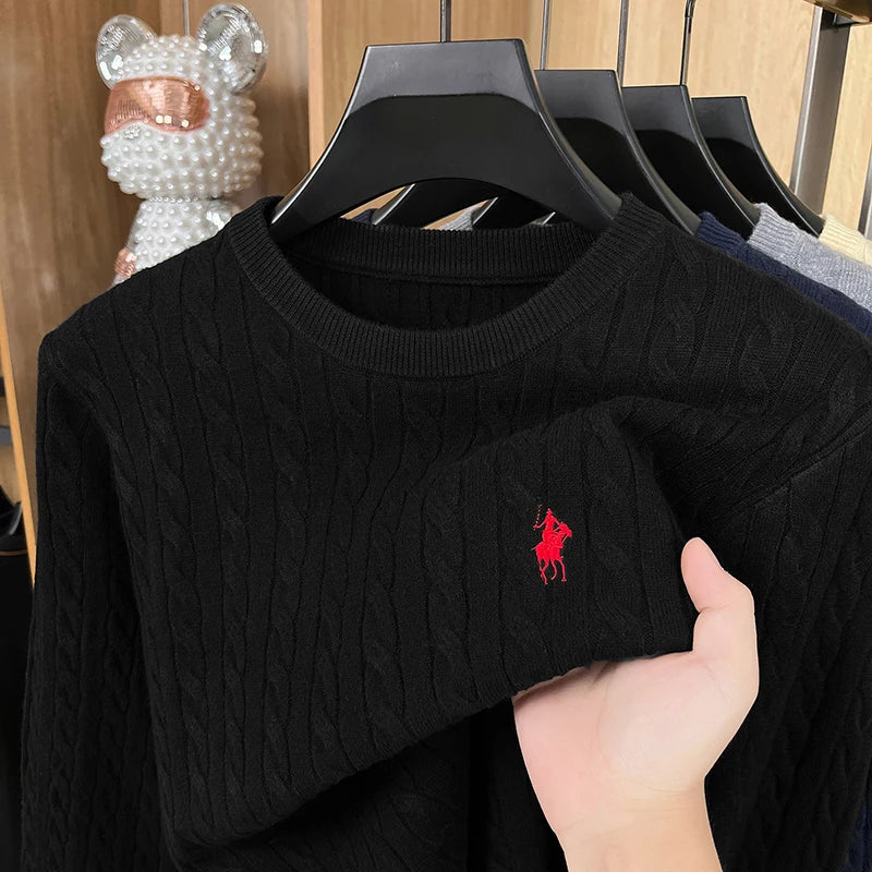 Women Embroidered Knit Sweater Long Sleeve Solid Color Spring Autumn Pullover Top