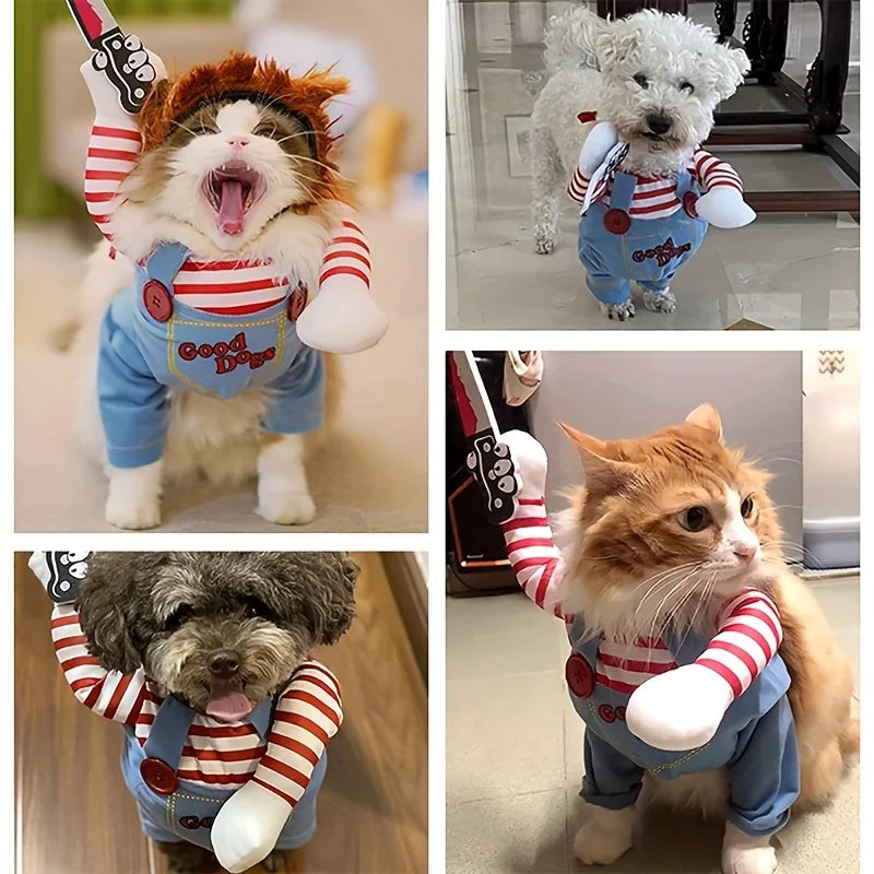 Halloween Funny Doll Pet Costume with Wig for Dogs and Cats