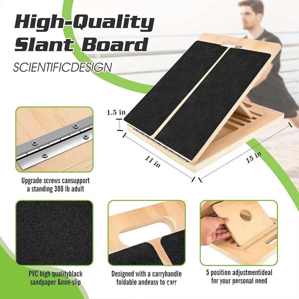 Adjustable Wooden Slant Board for Calf Stretching