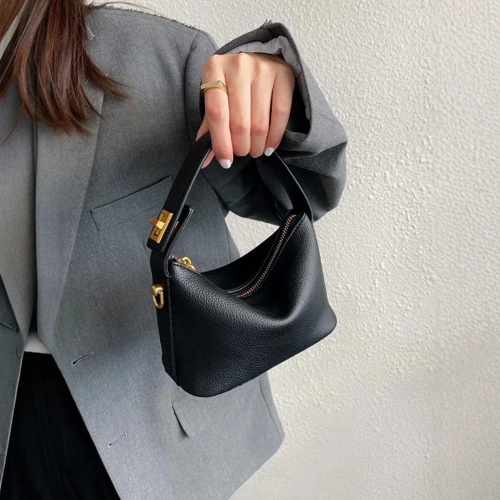 Retro Small Square Crossbody Bag Soft Leather Handbag