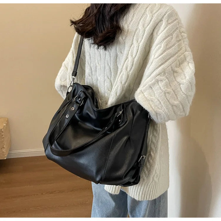 Women Contrast Color Shoulder Bag High Quality PU Zipper Handbag