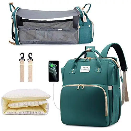 3 in 1 Diaper Bag Backpack Foldable Baby Bed Travel Bag