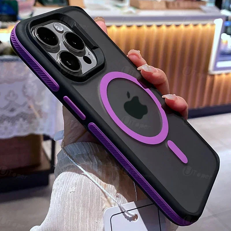 Bicolor Matte Frosted Magnetic Shockproof iPhone Case