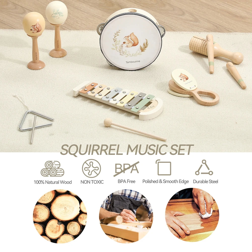 Montessori Wooden Musical Instruments Baby Toy Set