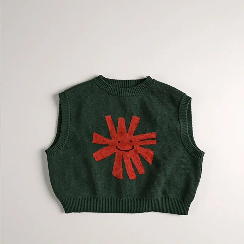Kids Cartoon Knitted Vest Sleeveless Sweater Soft Loose Autumn Top 2026