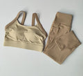 Women’s Color Block Cross Back Sports Bra and High Waist Yoga Leggings Set