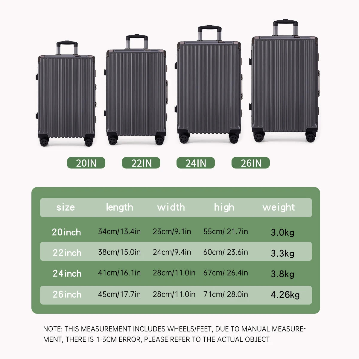 Aluminum Frame Rolling Suitcase USB Carry On Luggage with Spinner Wheels