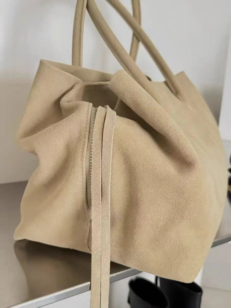 Cow Leather Multi Layer Tote Bag for Women Large Capacity Handbag
