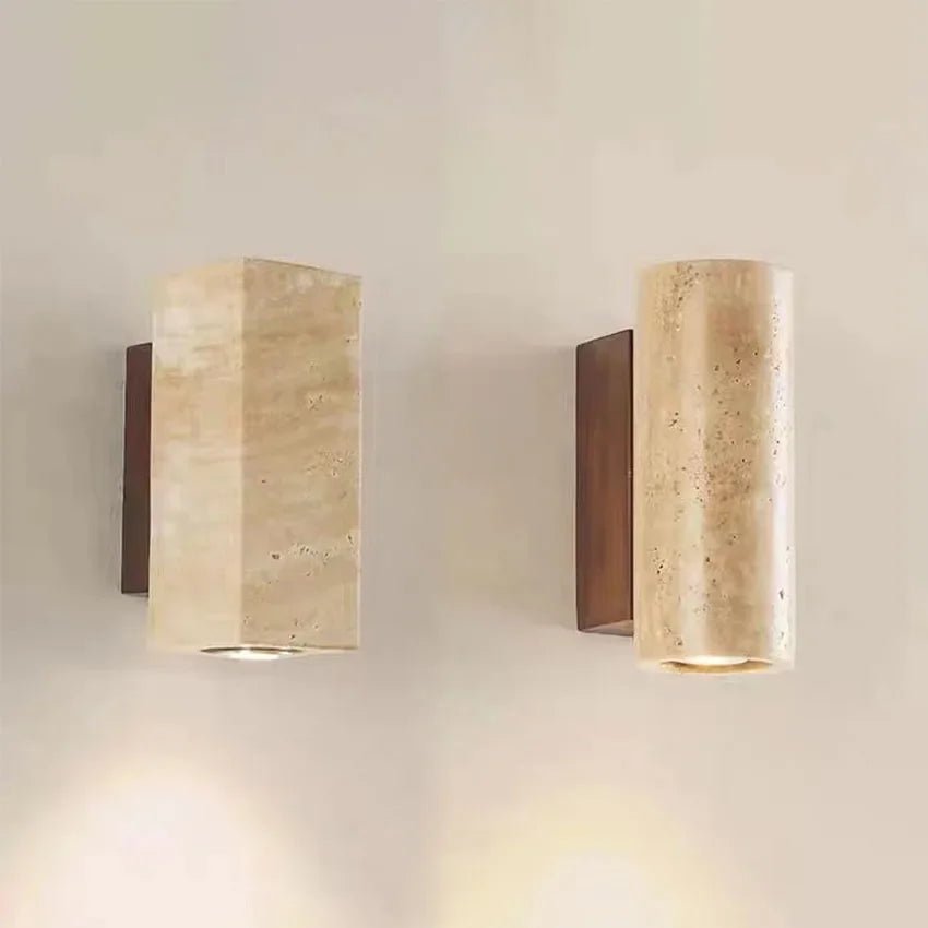 Yellow Marble LED Wall Lamp Bedside Sconce for Bedroom Living Room and Corridor