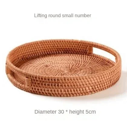 Hand Woven Rattan Basket Rectangular Storage Fruit Bread Snack Cosmetic Organizer