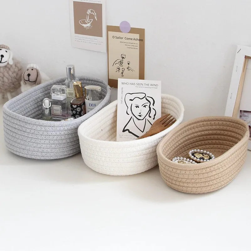 Cotton Rope Woven Storage Basket for Home Desk