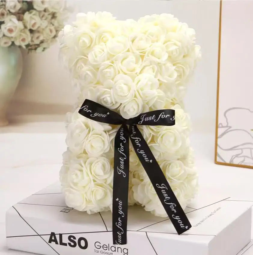 Rose Flower Teddy Bear Gift with Box for Women