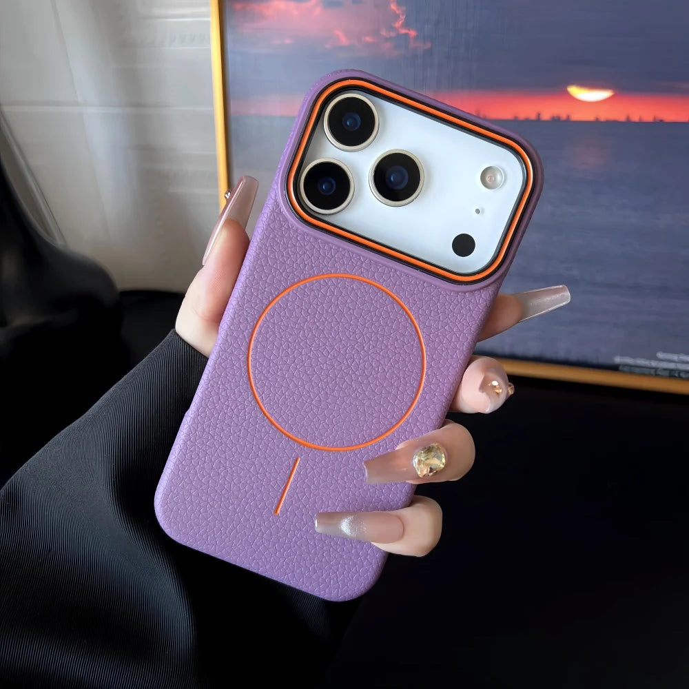 Litchi Pattern Magnetic MagSafe Soft Cover iPhone Case