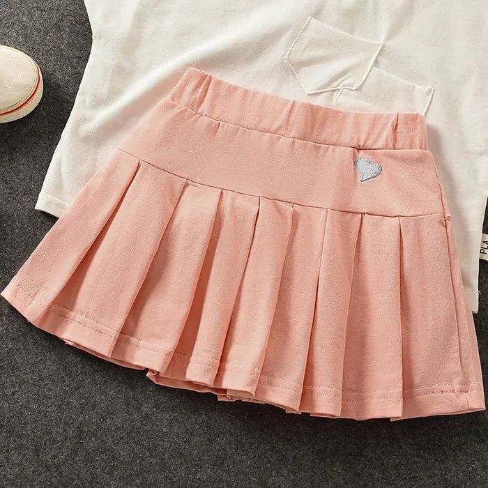 Girls Pleated Culotte Skirt with Safety Shorts