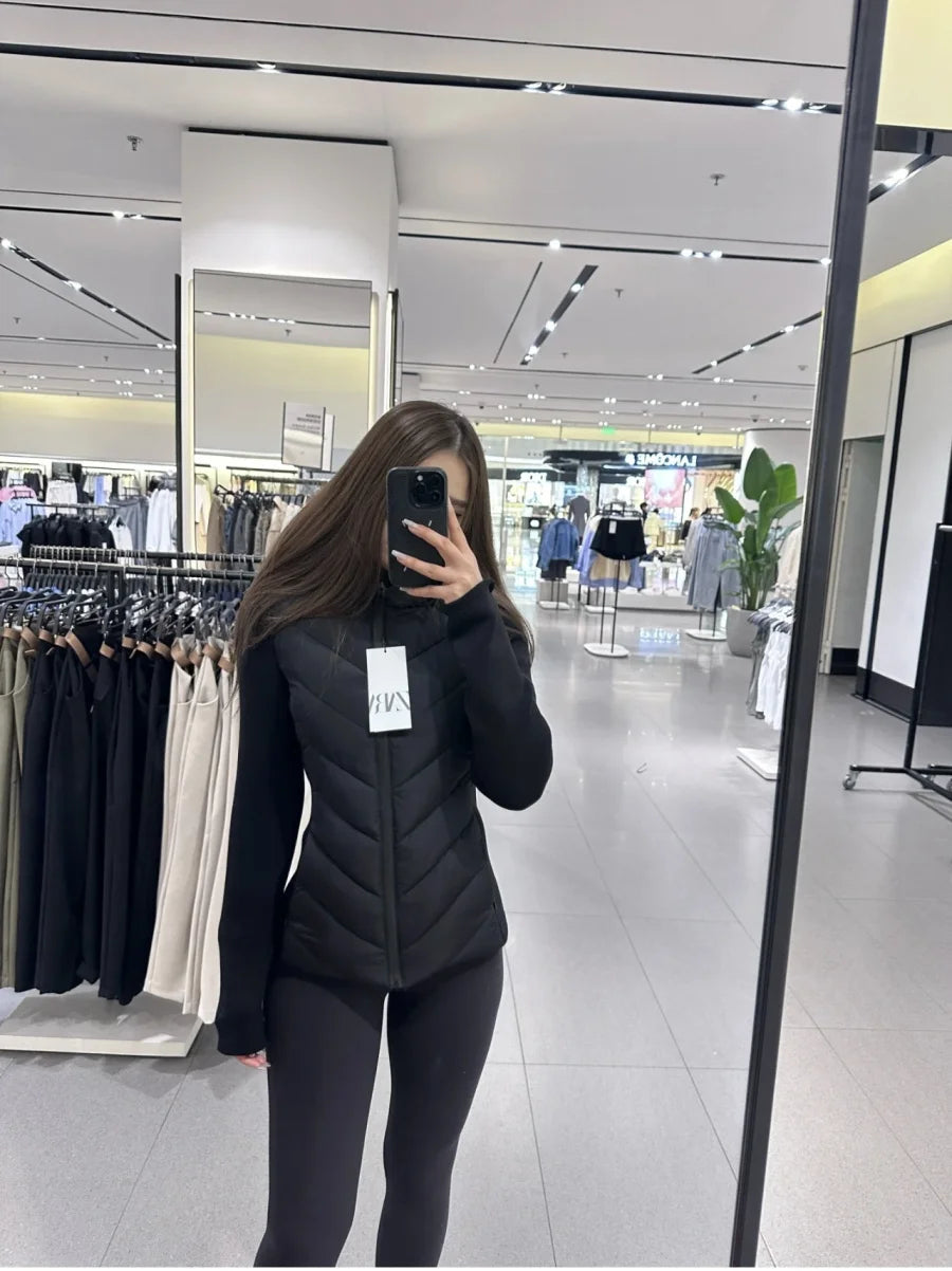 Women Hooded Patchwork Cotton Jacket