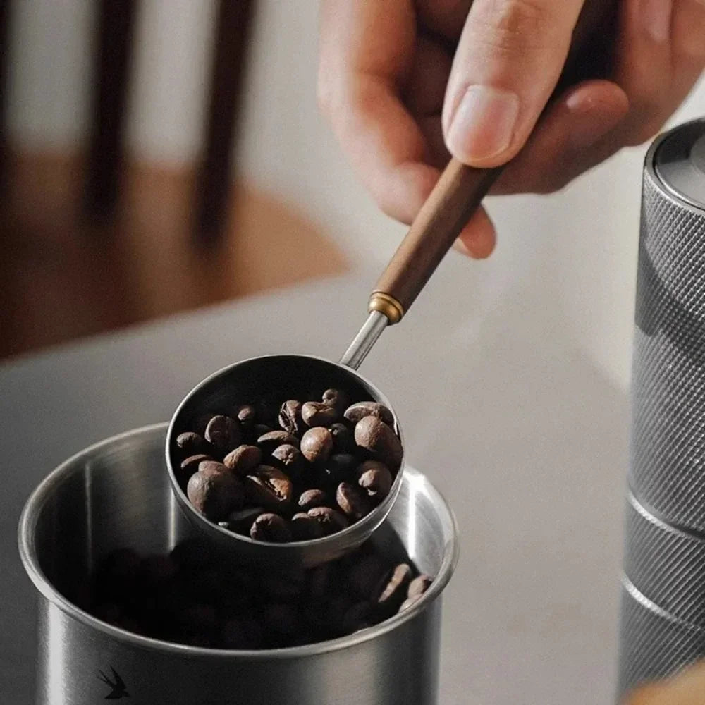 Stainless Steel Coffee Scoop 25ml Wooden Handle Measuring Spoon Long Handle