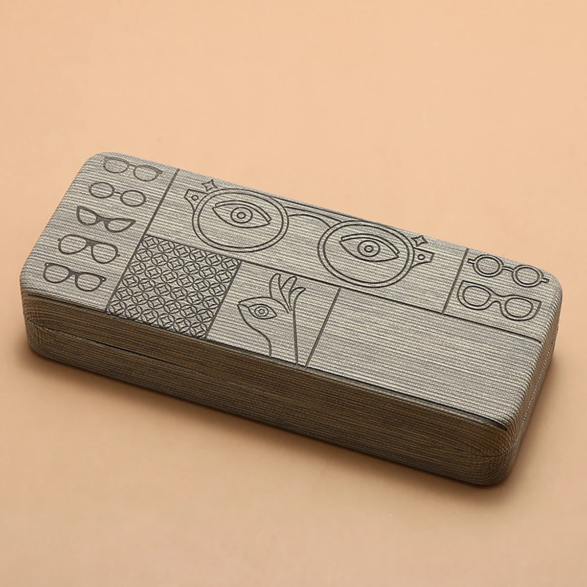 Geometric Glasses Case Portable Square Eyewear Holder Embossed Design for Men