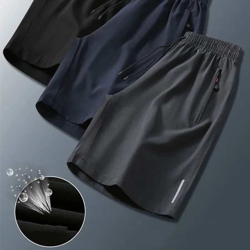 Men Ice Silk Sports Shorts Quick Dry Breathable Gym Running Beach Casual Shorts