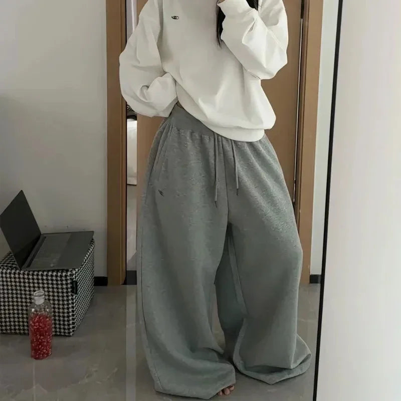Women Oversized Wide Leg Sweatpants Retro Hip Hop Jogging Pants High Waist Casual Streetwear