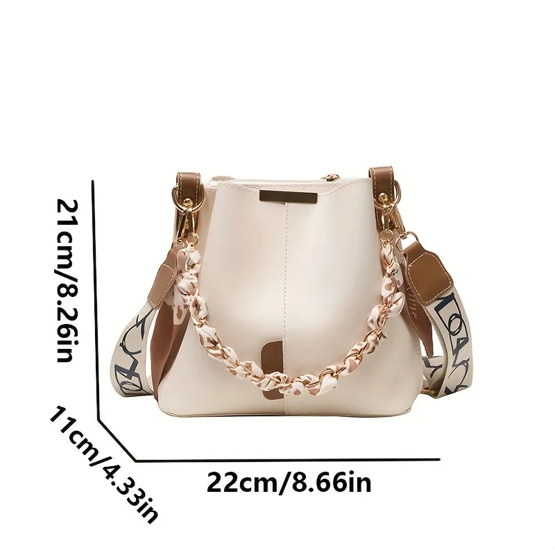Women Bucket Shoulder Bag Large Capacity Chain Crossbody Daily Bag