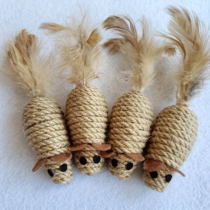 Sisal Mouse Cat Toy Bite Resistant Interactive Plush Toy