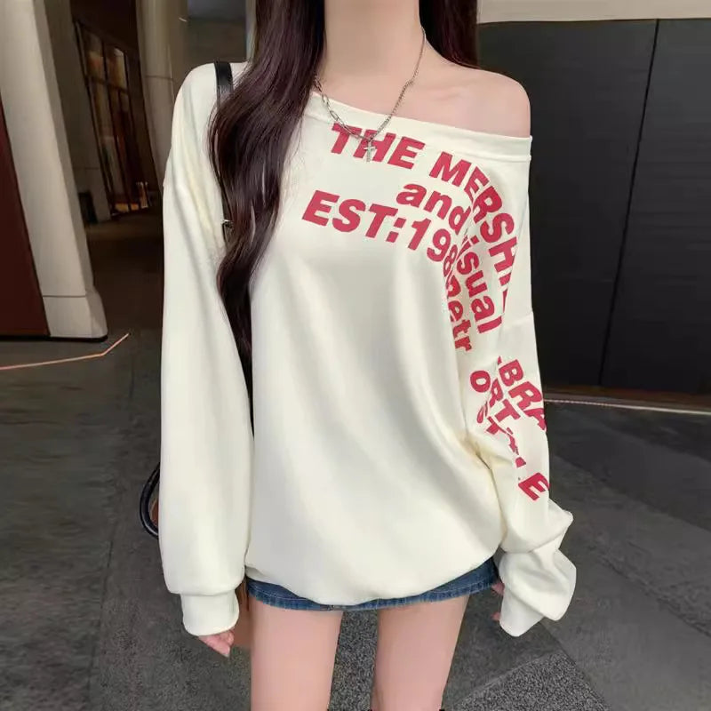 Off Shoulder Oversized T Shirt for Women