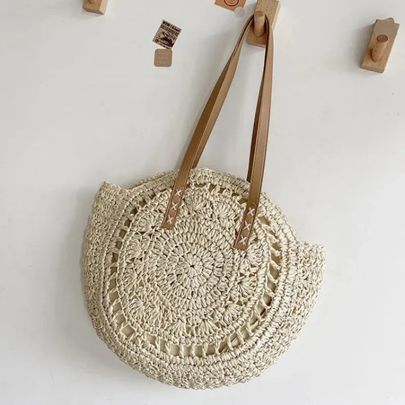Summer Straw Beach Shoulder Bag Large Capacity Woven Tote for Women