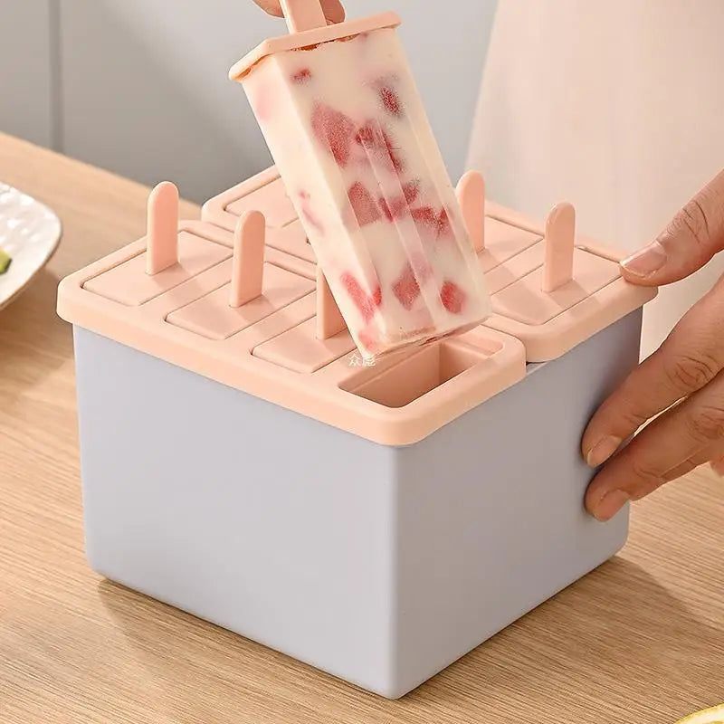 Popsicle Mold Ice Cream Maker Food Grade Frozen Ice Tray with Lid Homemade Ice Cream Mold