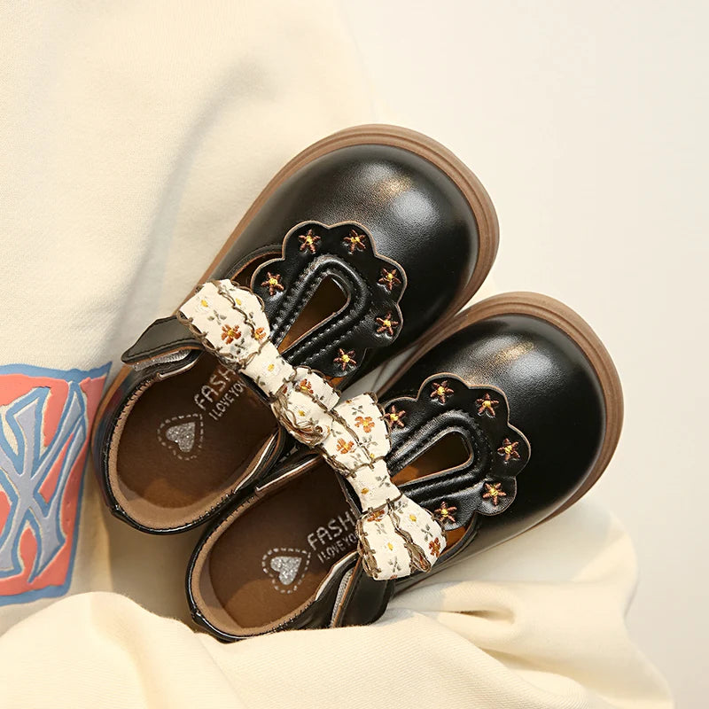Girls Bow T Strap Oxford Shoes Soft Princess Dress Shoes for Kids
