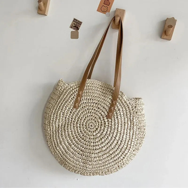 Summer Straw Beach Shoulder Bag Large Capacity Woven Tote for Women