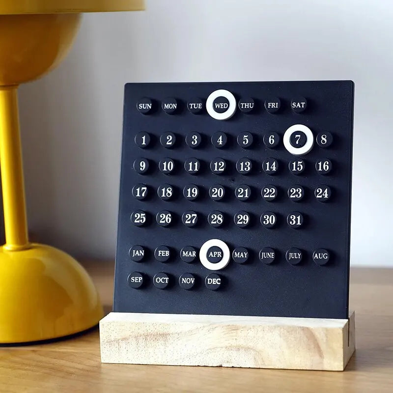 Acrylic Wooden Base DIY Perpetual Calendar Desktop Office Home Decoration Ornament