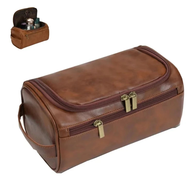 Leather Hanging Toiletry Bag Travel Dopp Kit Cosmetic Organizer