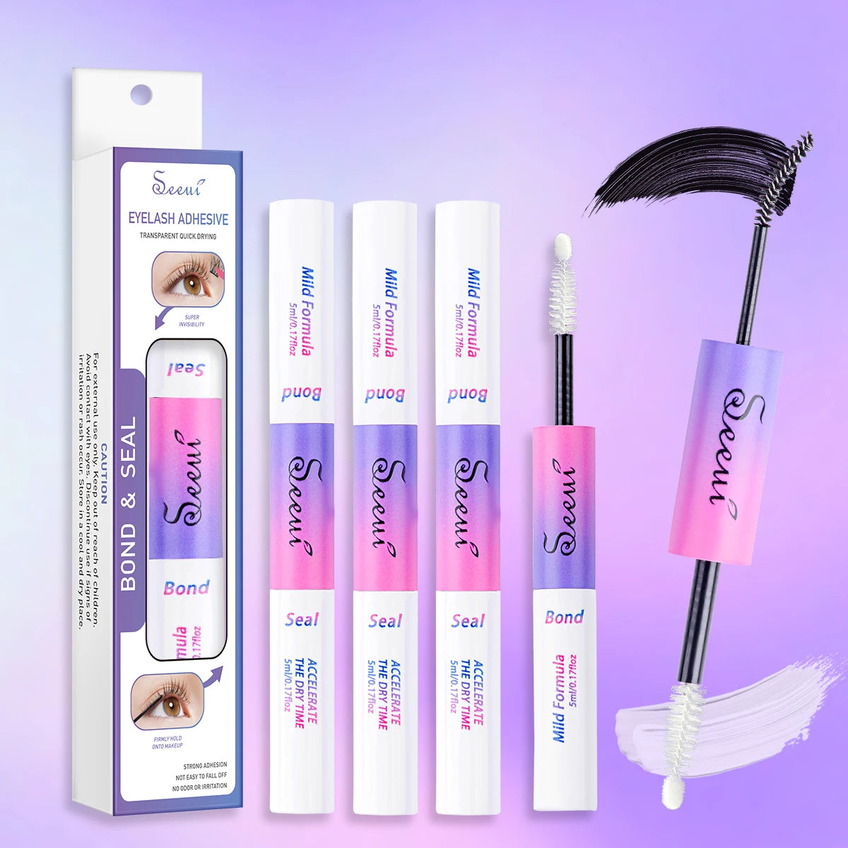Eyelash Glue & Seal Kit – Strong Hold Lash Bond for Cluster Lashes, Long Lasting & Waterproof