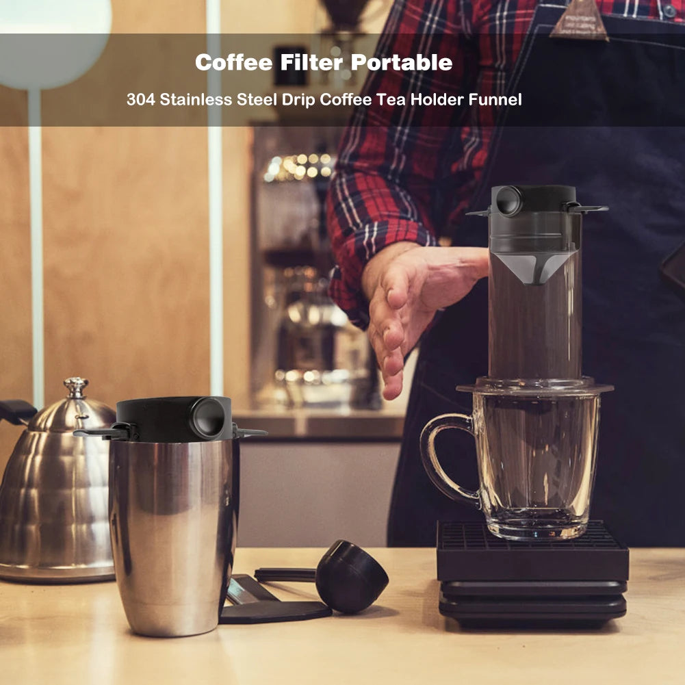 304 Stainless Steel Coffee Dripper Portable Reusable Filter Tea Coffee Maker Set