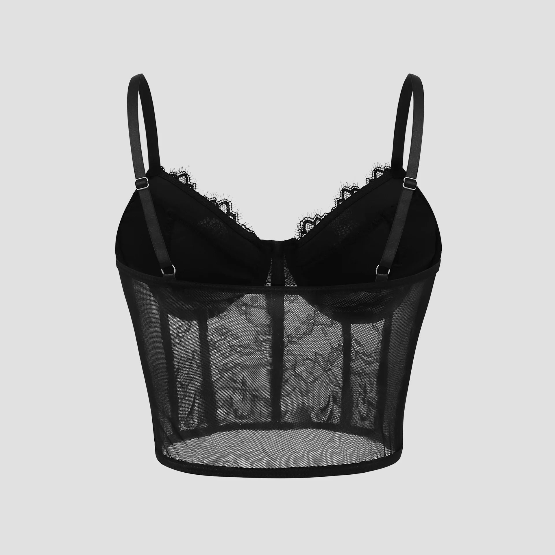 Women Mesh Push Up Corset Bralette Crop Top