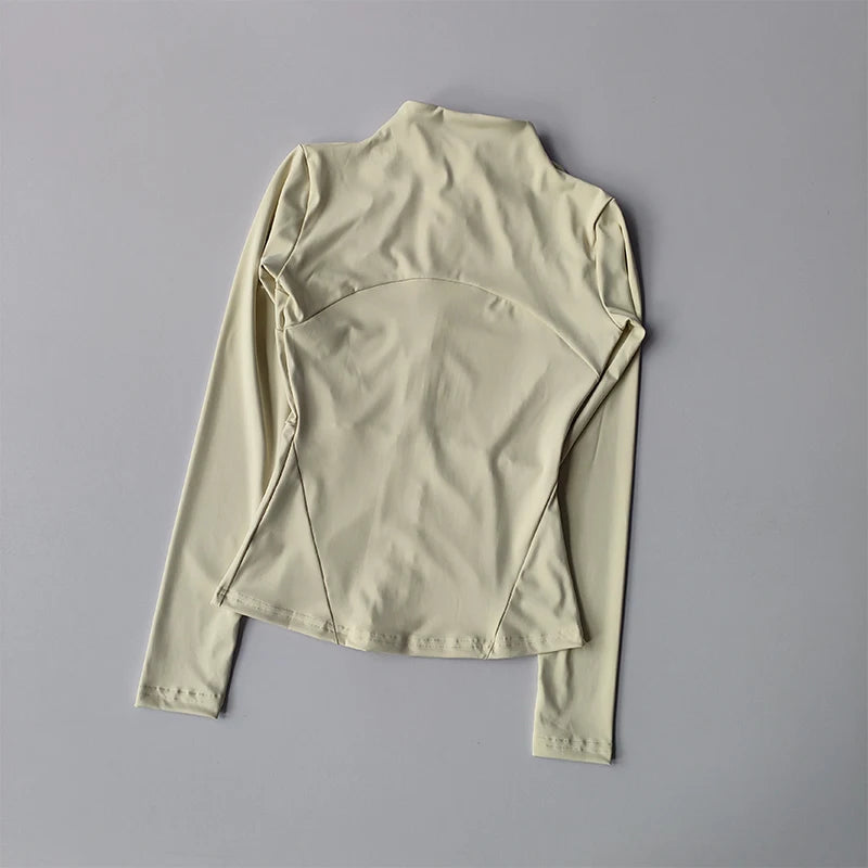 Women Zip Sports Jacket Slim Fit Yoga Running Gym Long Sleeve Activewear Top