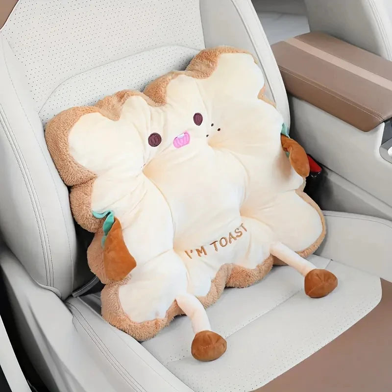 Lumbar Support Cushion Cute Toast Seat Pad Car Office Chair Back Cushion