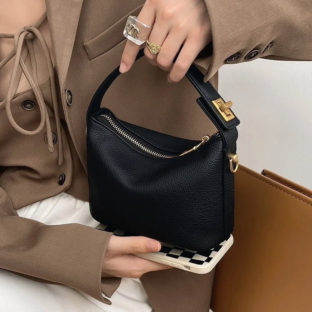 Retro Small Square Crossbody Bag Soft Leather Handbag
