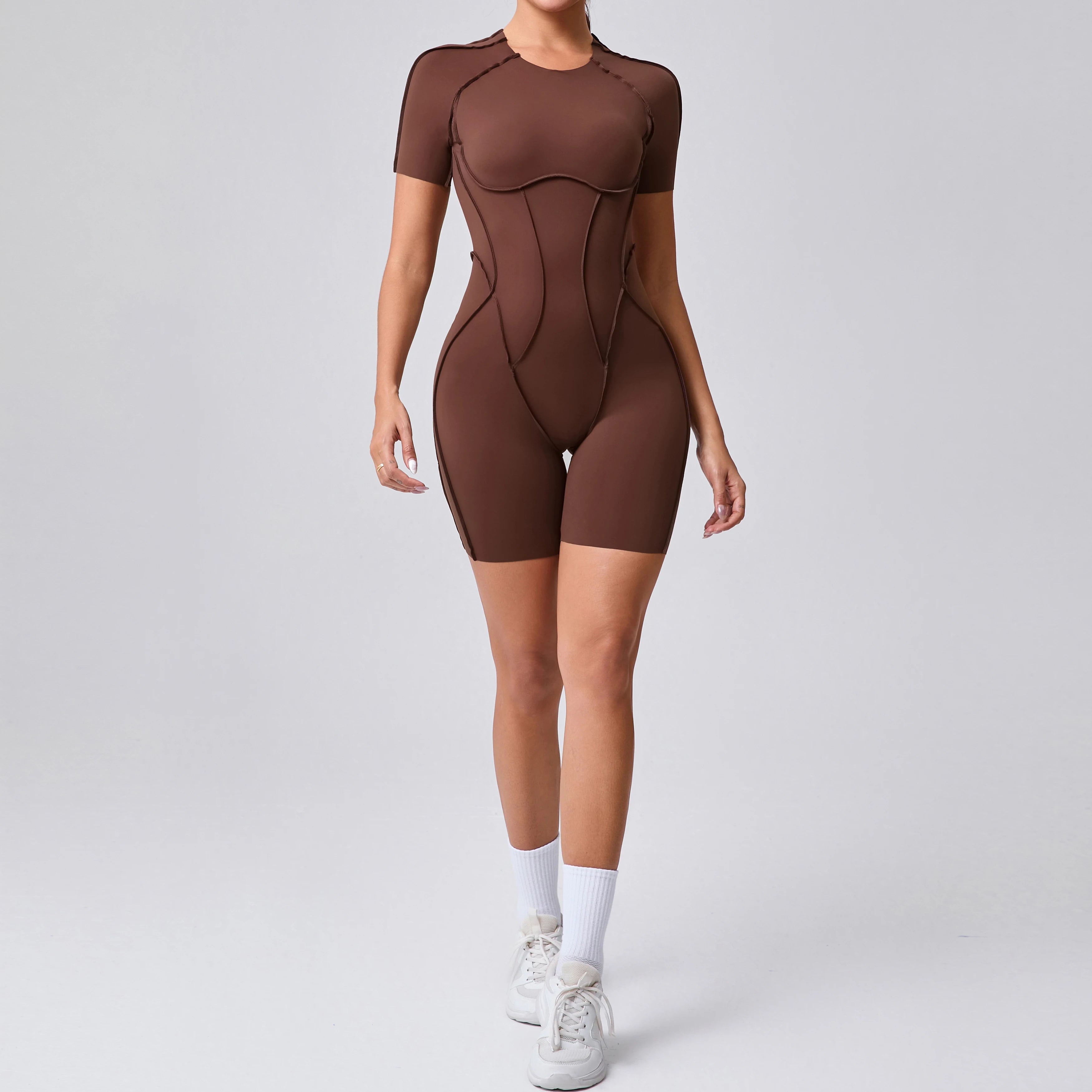 Women Backless Gym Jumpsuit Scrunch Yoga Sports Romper Fitness Outfit