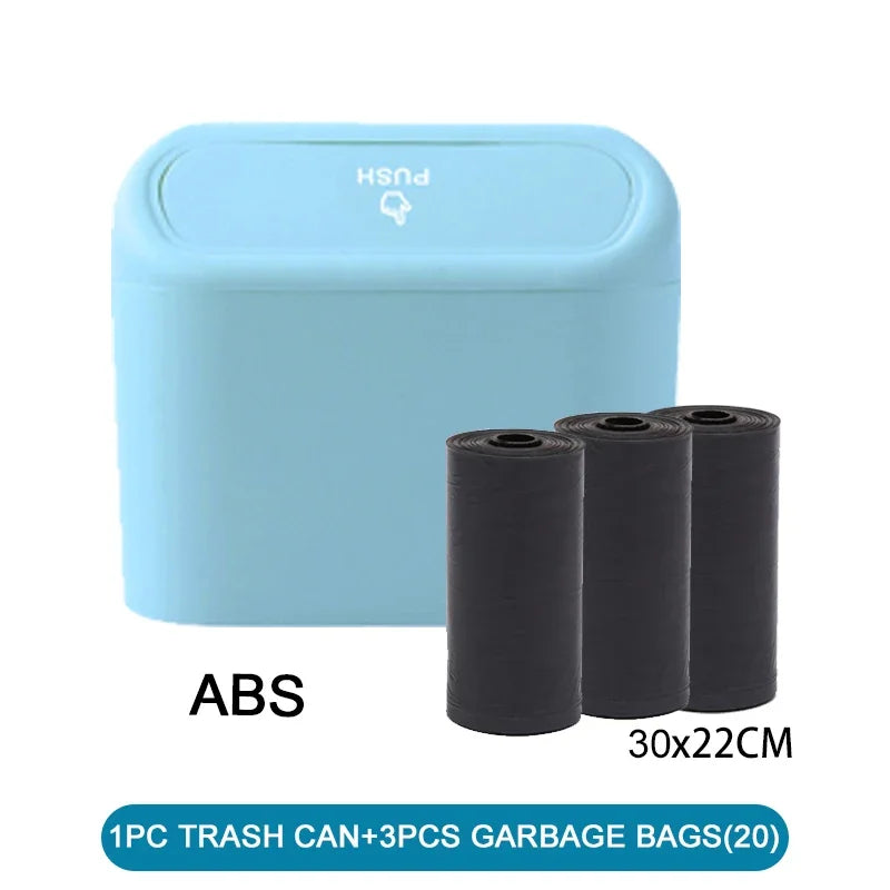 Car Trash Can with Lid Leak Proof Mini Car Bin Includes Garbage Bags