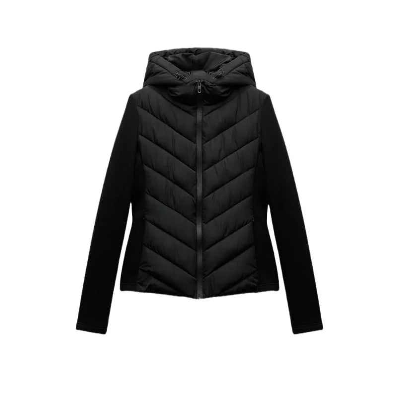 Women Hooded Patchwork Cotton Jacket