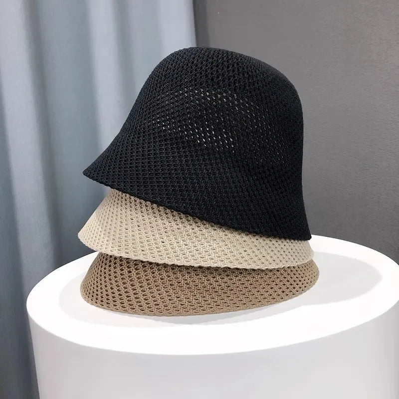 Women Hollow Bucket Hat Breathable Summer Beach Fisherman Cap