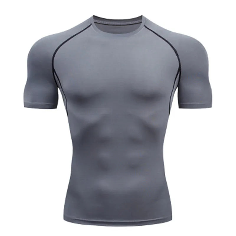Men Compression Running T Shirt Breathable Gym Training Fitness Tight Sport Tee