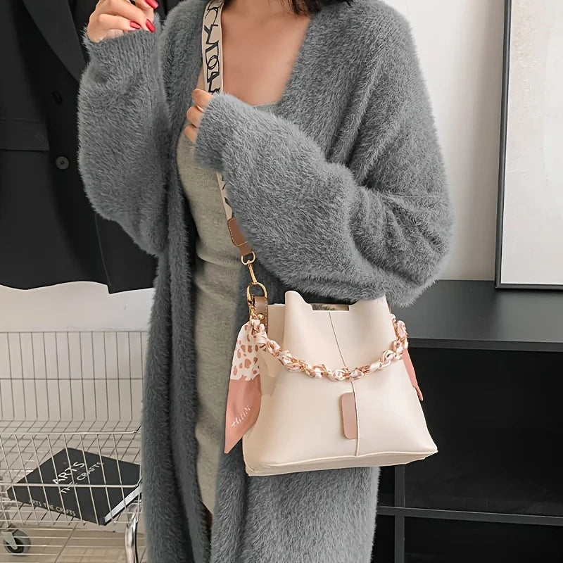Women Bucket Shoulder Bag Large Capacity Chain Crossbody Daily Bag
