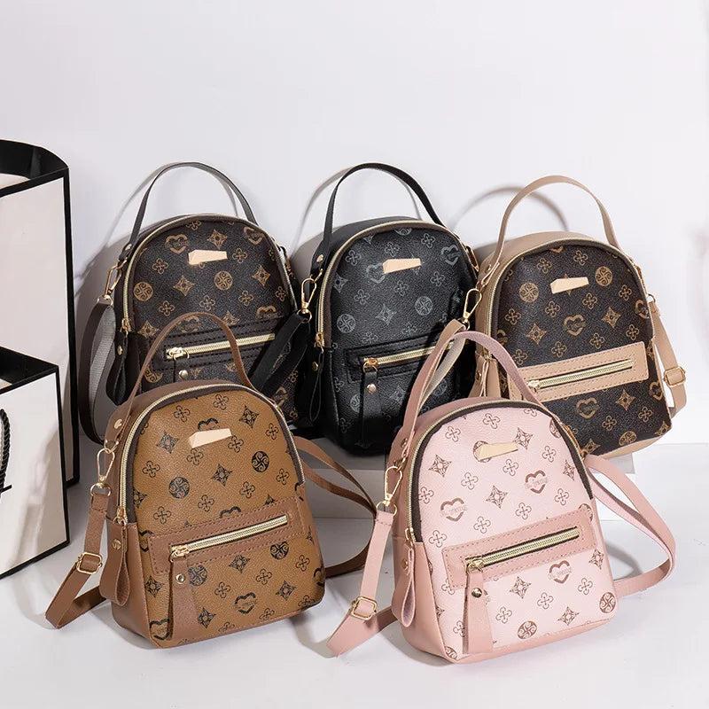 Women Mini Backpack Fashion Floral PU Leather Small Travel Shoulder Bag Cute School Backpack for Girls