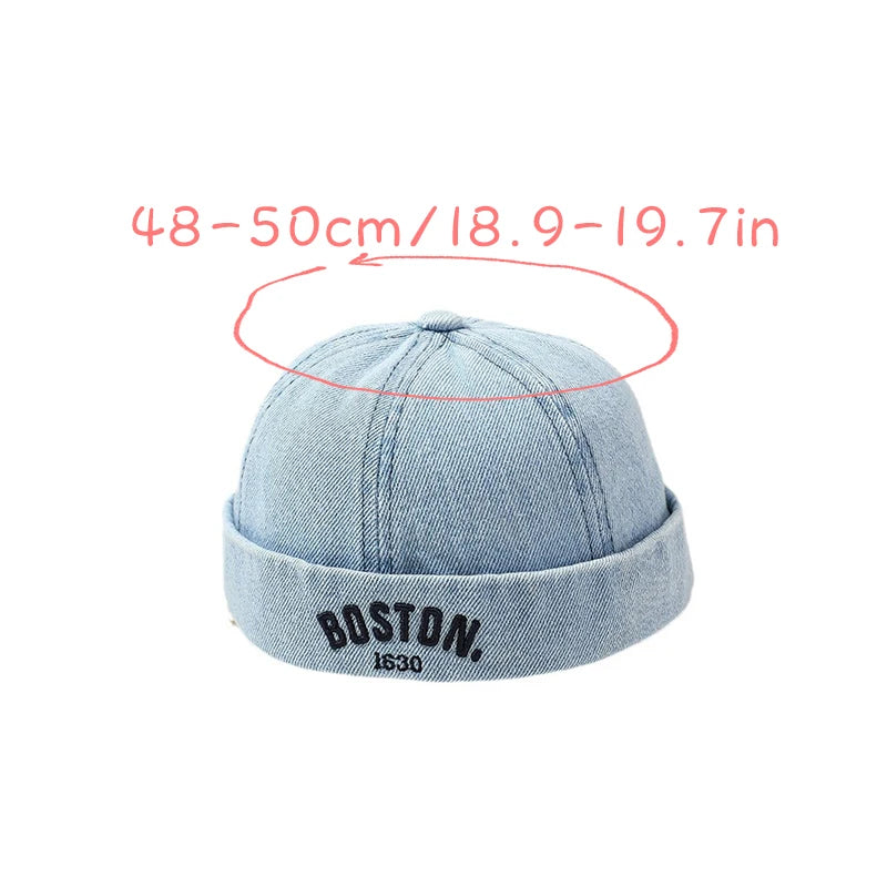 Washed Denim Baby Brimless Hat Adjustable Kids Docker Cap