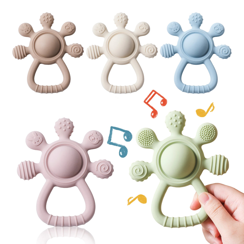 BPA Free Silicone Baby Teether Rattle Toy 0 12 Months
