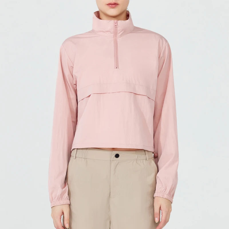 Women Lightweight Quarter Zip Windbreaker UPF50+ Waterproof Jacket